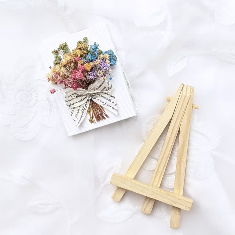 【現貨】乾燥花迷你小畫廊-六色彩虹滿天星花束 生日禮物
