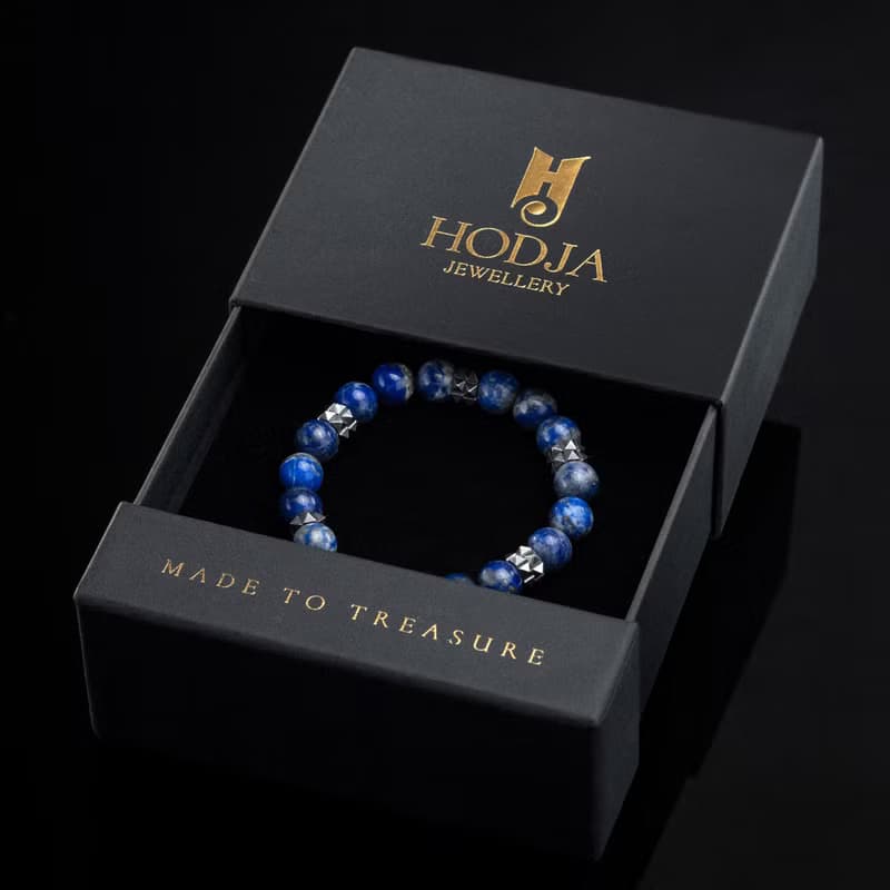 Lapis Lazuli Bracelet for Men – 925 Sterling Silver Pieces and Lapis Bracelet