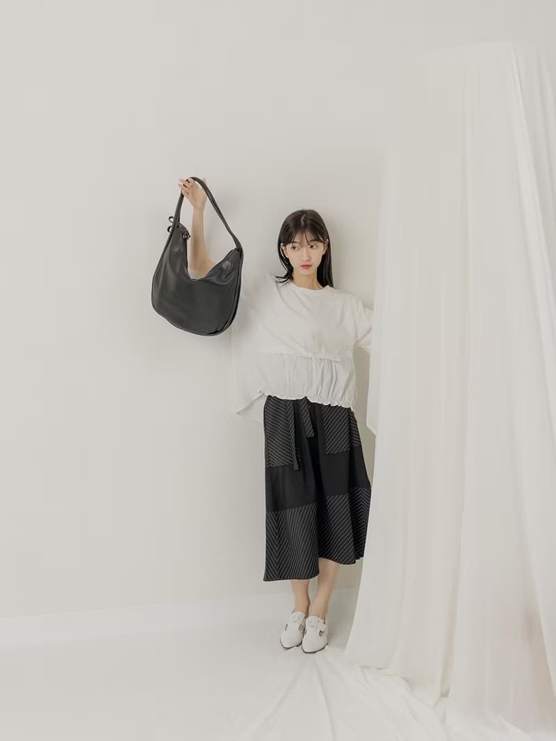 supportingrole 真皮優雅柔軟簡約肩背包 黑