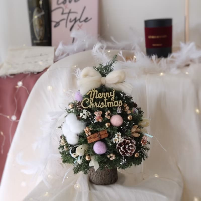 可愛小熊雪松聖誕樹粉紫色裝飾 永生聖誕樹 聖誕節裝飾 聖誕禮物