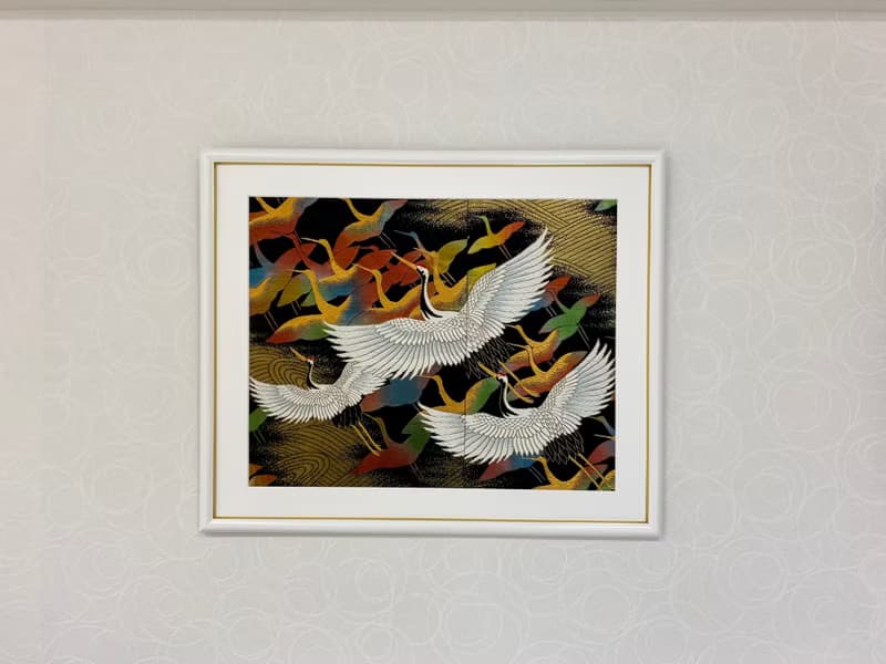 色打掛からつくるきものアート 刺繍着物 和モダン 和風インテリア 鶴 プレゼント 結婚祝 新築祝 長寿祝 縁起物 額装インテリア　005