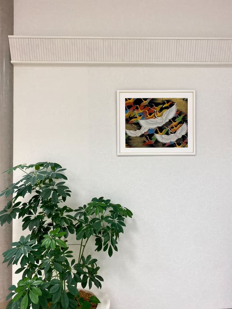 色打掛からつくるきものアート 刺繍着物 和モダン 和風インテリア 鶴 プレゼント 結婚祝 新築祝 長寿祝 縁起物 額装インテリア　005