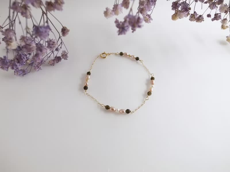 【手鍊】14K 注金 包金  紫珍珠 黑曜石 珍珠手鍊