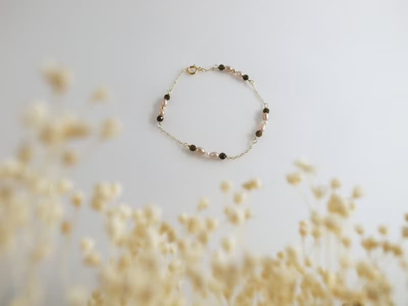 【手鍊】14K 注金 包金  紫珍珠 黑曜石 珍珠手鍊