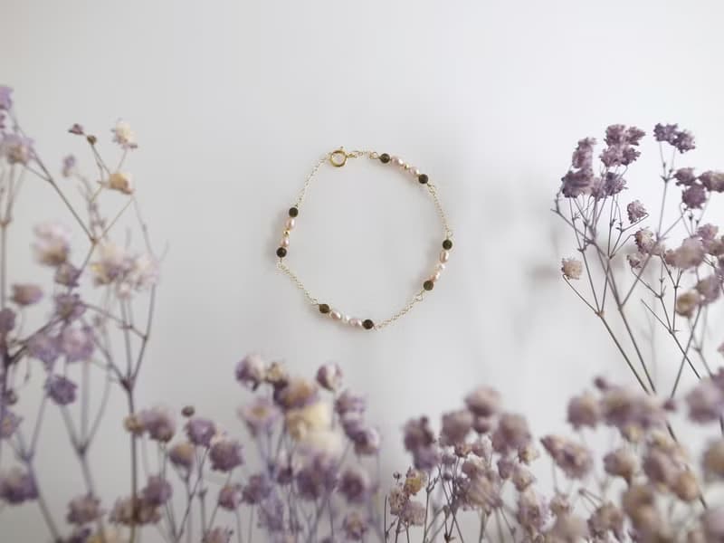 【手鍊】14K 注金 包金  紫珍珠 黑曜石 珍珠手鍊