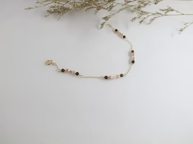 【手鍊】14K 注金 包金  紫珍珠 黑曜石 珍珠手鍊