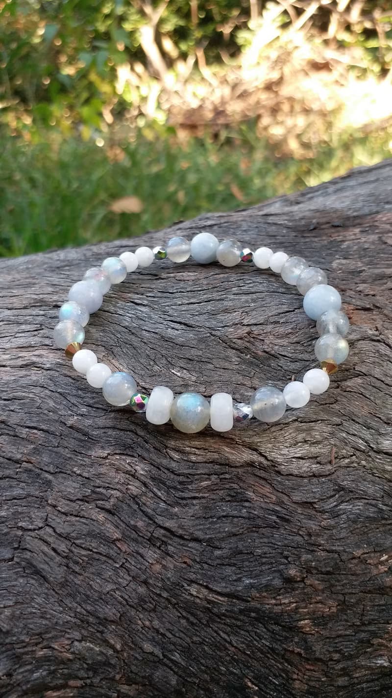 月光石 海藍寶 能量療癒 身心靈 天然石 手鍊