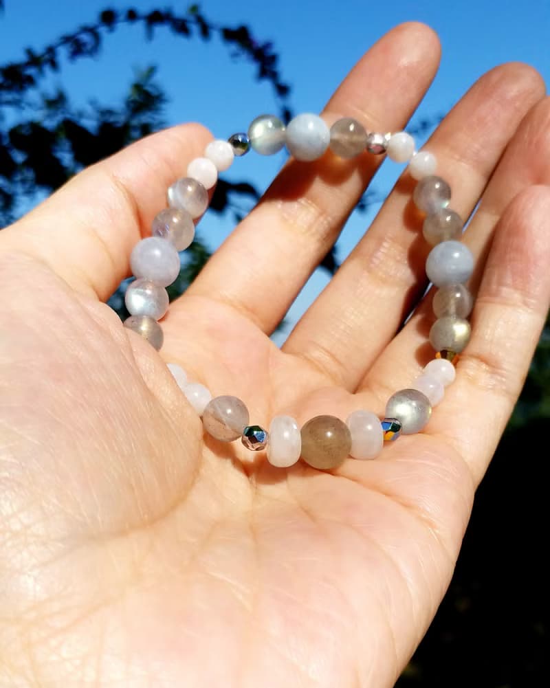 月光石 海藍寶 能量療癒 身心靈 天然石 手鍊