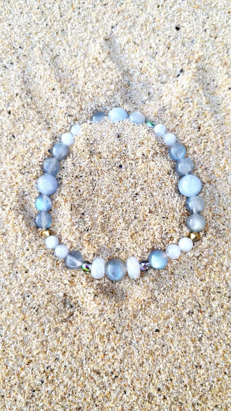 月光石 海藍寶 能量療癒 身心靈 天然石 手鍊