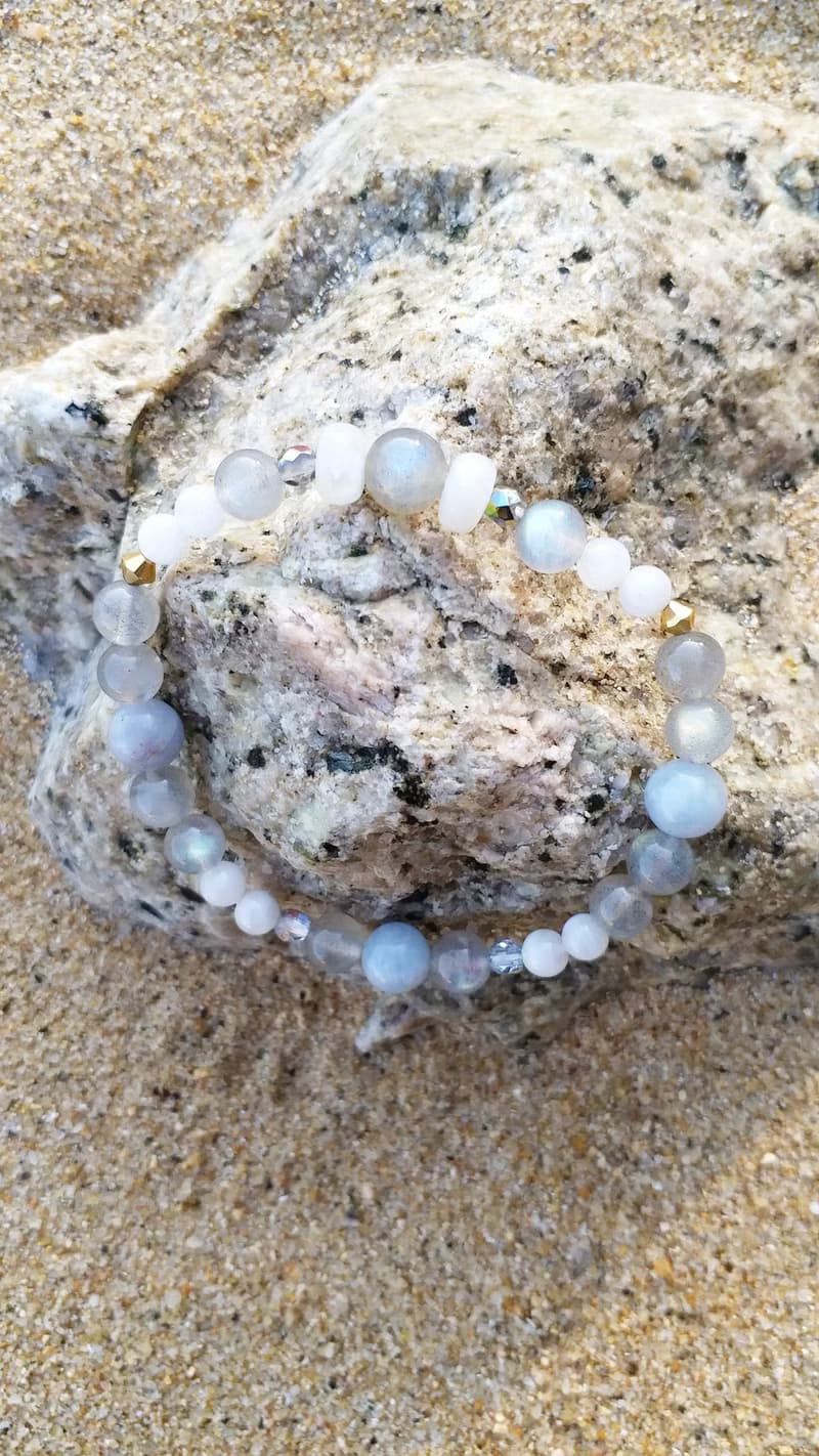 月光石 海藍寶 能量療癒 身心靈 天然石 手鍊