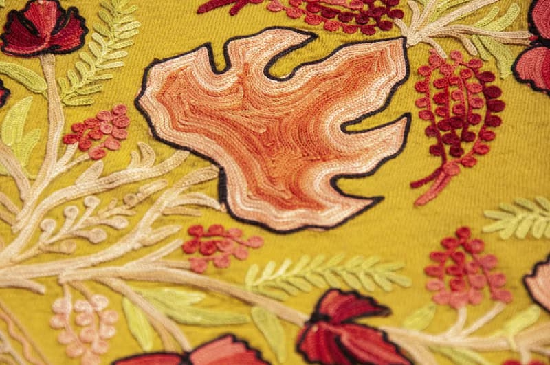 喀什米爾Cashmere 刺繡羊絨圍巾 純羊毛圍巾披巾 戒指絨披肩-花朵