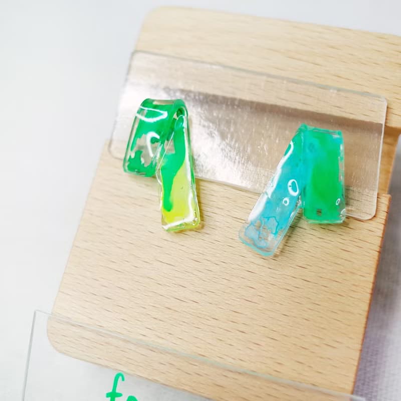 緞帶 手繪貼耳耳環 耳夾/耳針