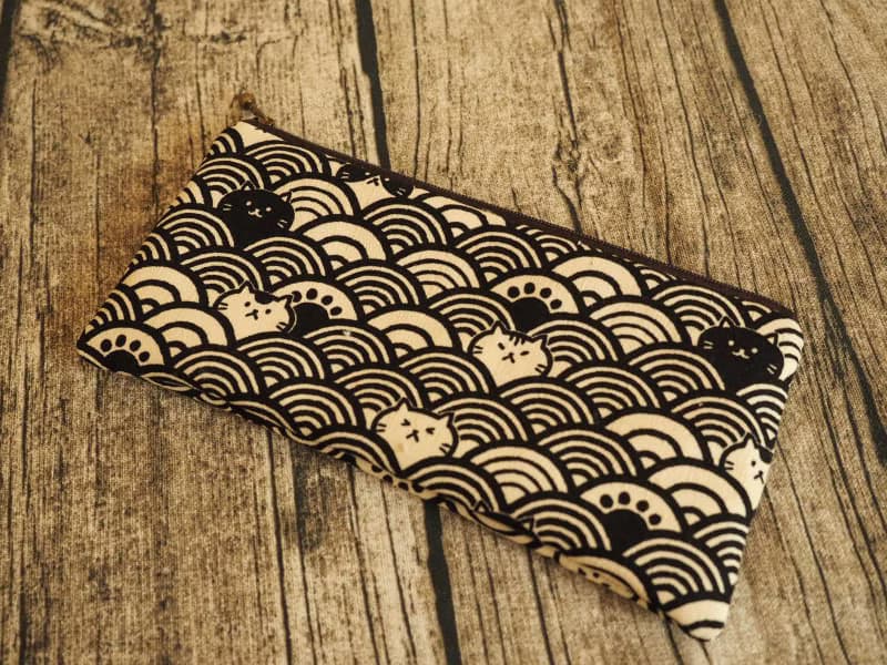 手作和風波浪貓咪圖案 筆袋 眼鏡袋 餐具袋