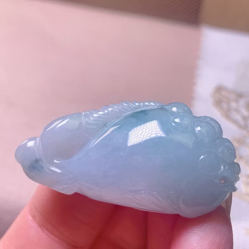 飄藍花翡翠金魚 | 天然緬甸玉A貨翡翠 | 送禮