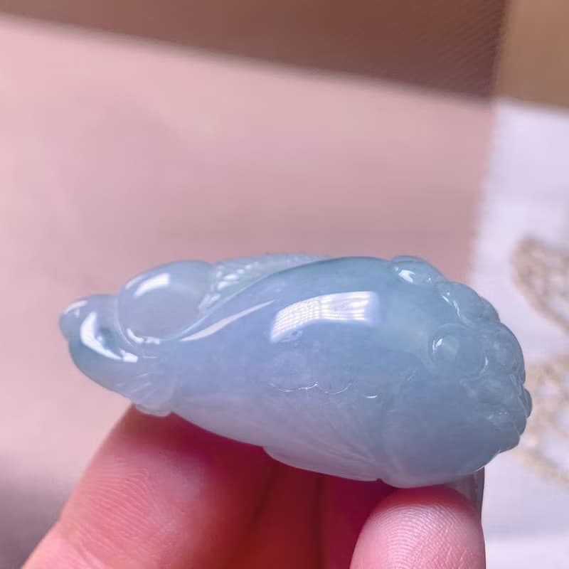 飄藍花翡翠金魚 | 天然緬甸玉A貨翡翠 | 送禮