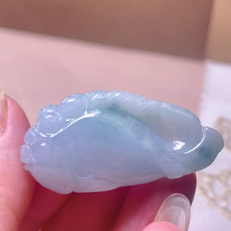 飄藍花翡翠金魚 | 天然緬甸玉A貨翡翠 | 送禮