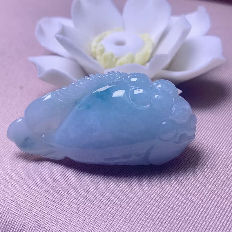 飄藍花翡翠金魚 | 天然緬甸玉A貨翡翠 | 送禮