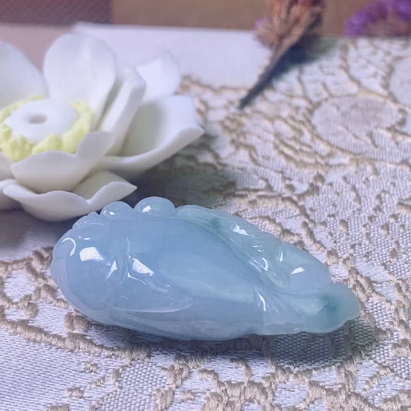 飄藍花翡翠金魚 | 天然緬甸玉A貨翡翠 | 送禮