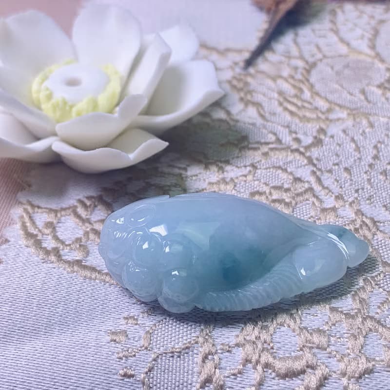 飄藍花翡翠金魚 | 天然緬甸玉A貨翡翠 | 送禮