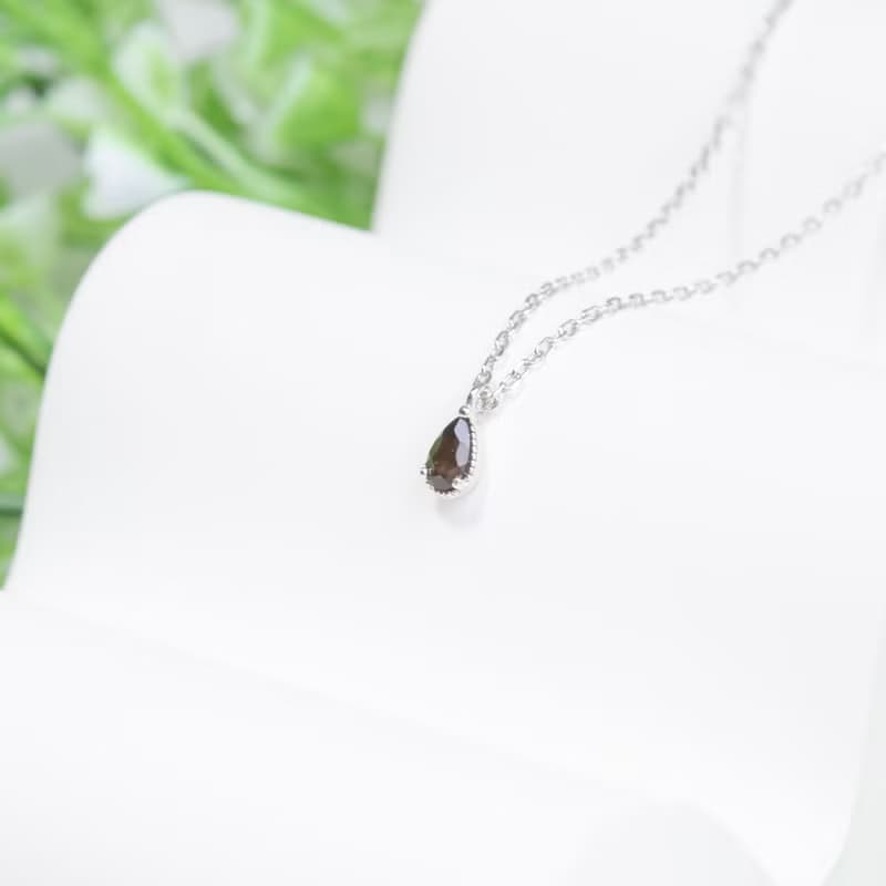 茶晶925純銀水滴爪鑲項鍊