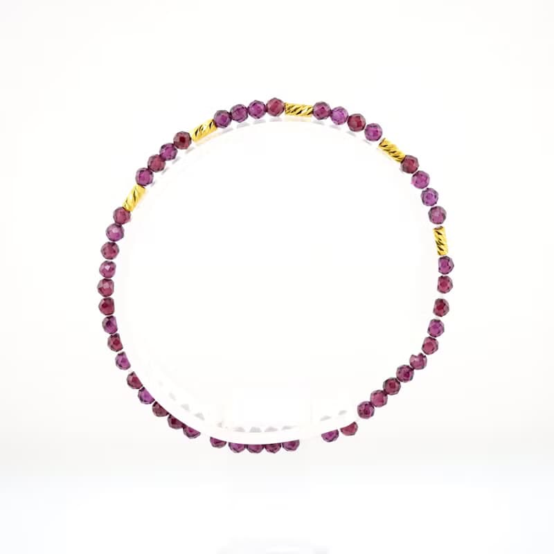 寶麗金珠寶-黃金鑽切管珠紅石榴石造型手鍊