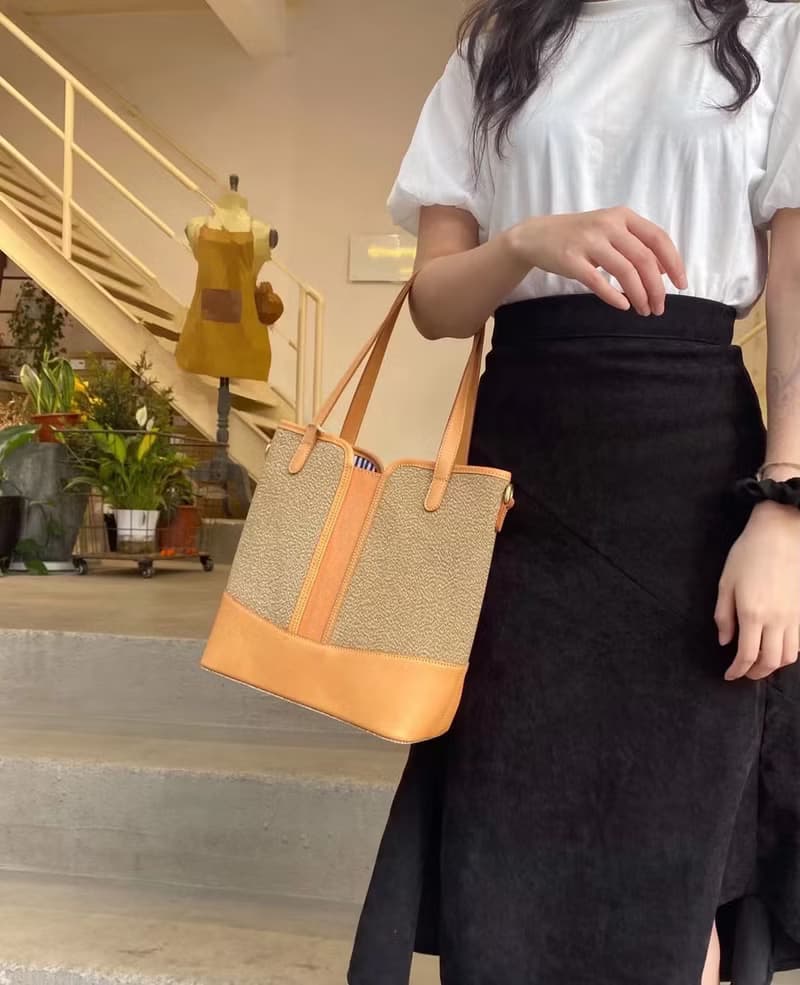 【歲末 7 折】休閒真皮+帆布大容量肩背包 手提托特包 兩用子母包