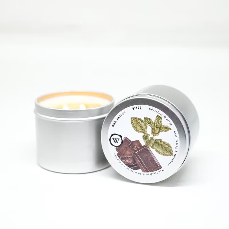 Soy Candle Bliss Blend Portable Tin - Chocolate & Mint