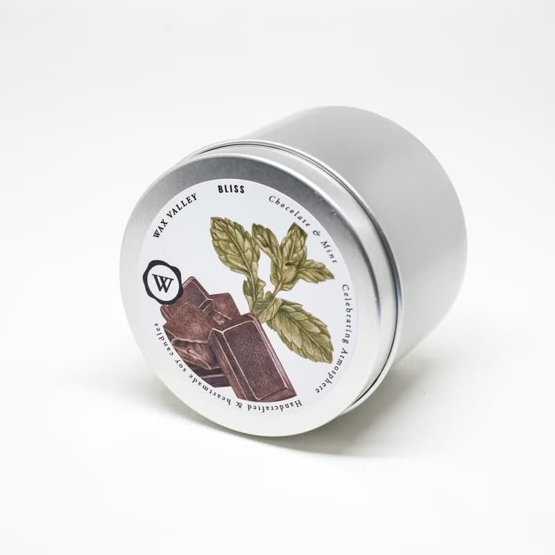 Soy Candle Bliss Blend Portable Tin - Chocolate & Mint