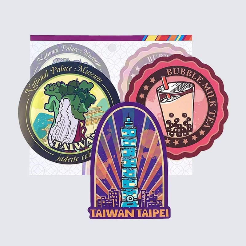 旅行台灣 行李箱防水貼紙/ 台北 珍珠奶茶 故宮翠玉白菜 3入組