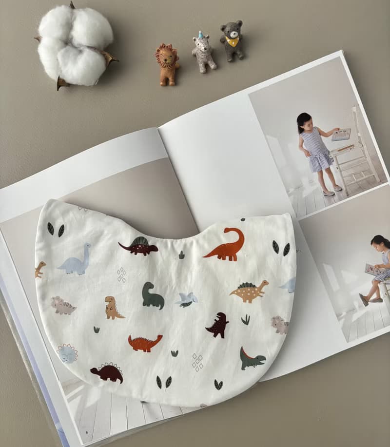 6重紗圍兜兜  散步小恐龍 口水巾 彌月禮  新生兒禮