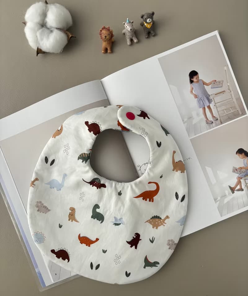 6重紗圍兜兜  散步小恐龍 口水巾 彌月禮  新生兒禮