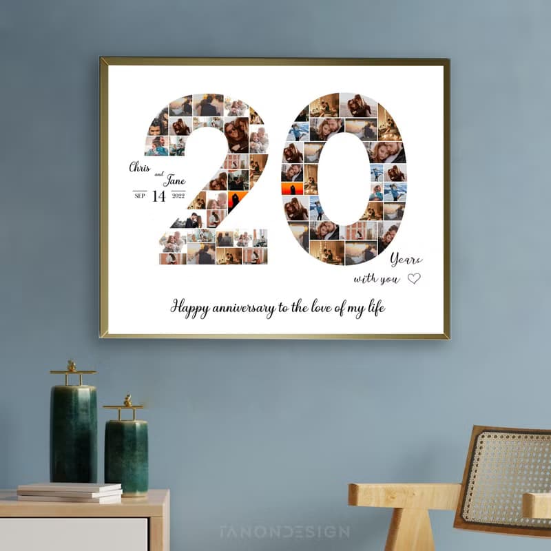【數位】Number Photo collage Editable Canva Template, Anniversary Gift, Birthday Gift