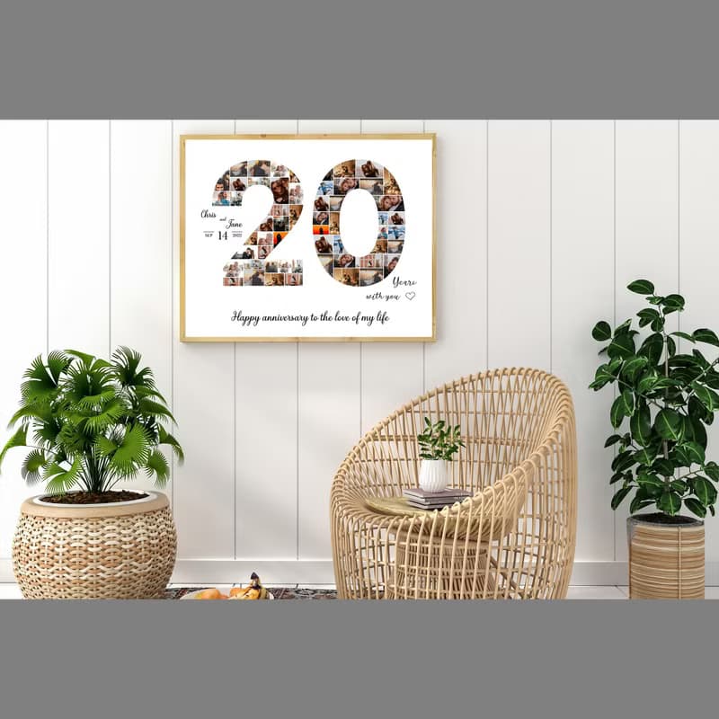 【數位】Number Photo collage Editable Canva Template, Anniversary Gift, Birthday Gift