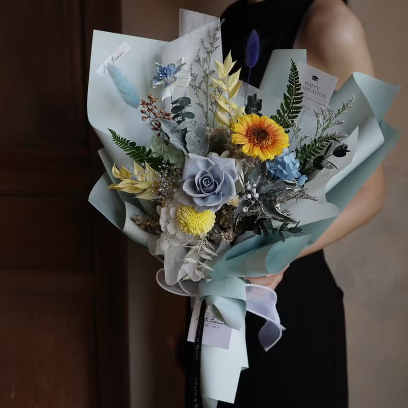 【遇見恆久】飛越藍海永生花花束 含盒 共2款