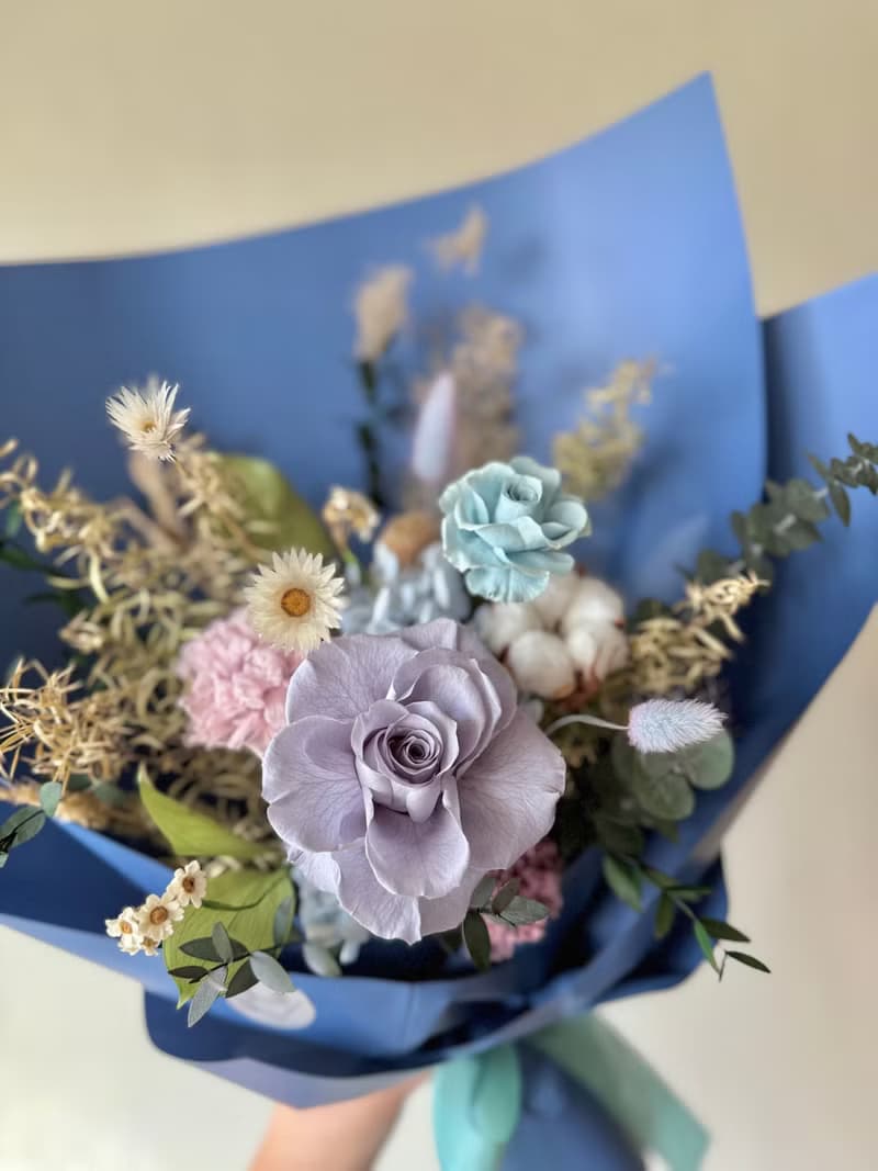 艸心—花園系列—科技藍 永生花束