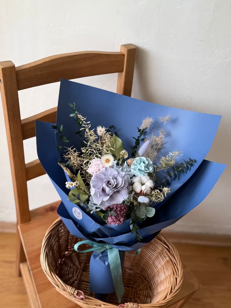 艸心—花園系列—科技藍 永生花束