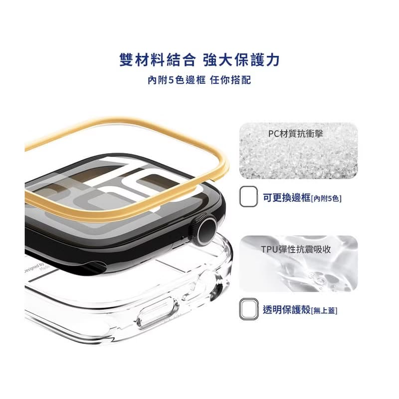 Apple Watch S10 46/42mm Duo防撞彈力錶殼-5色搭配內框