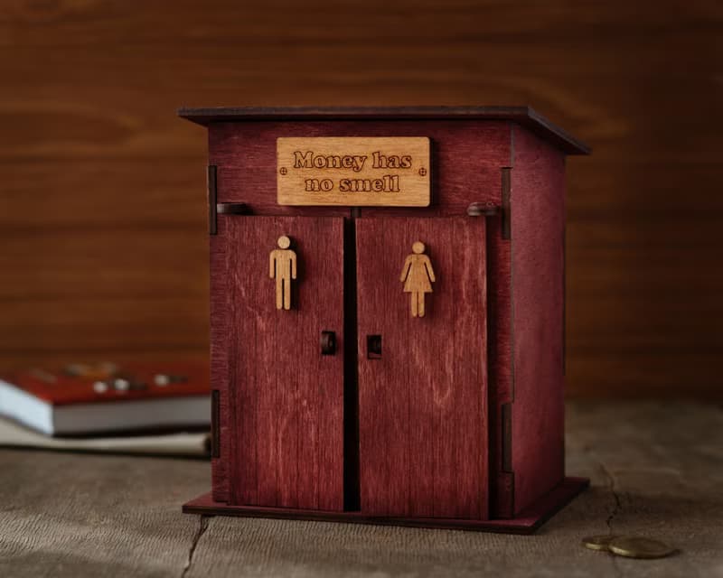 Custom text toilet piggy bank Two section money bank with two locks Funny decor
