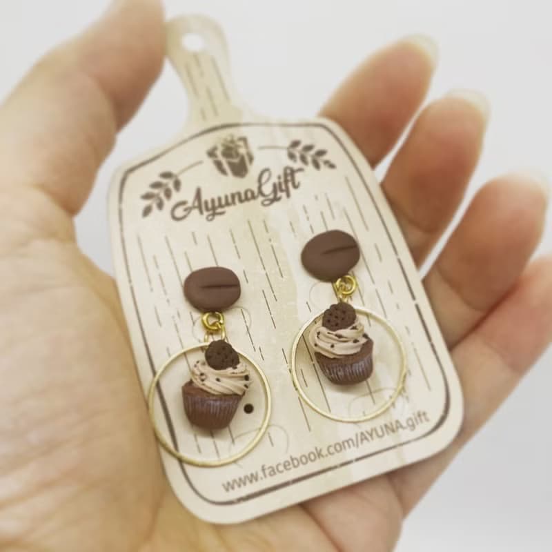 袖珍咖啡巧克力杯子蛋糕耳環 Coffee Chocolate CupCake Earring