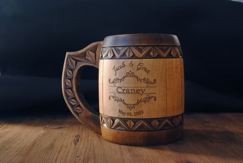 Personalized christmas gift Wedding wooden beer mug Couple anniversary gift