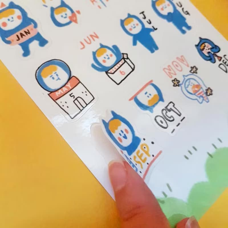 Ning's 割型貼紙-月份貼紙小藍