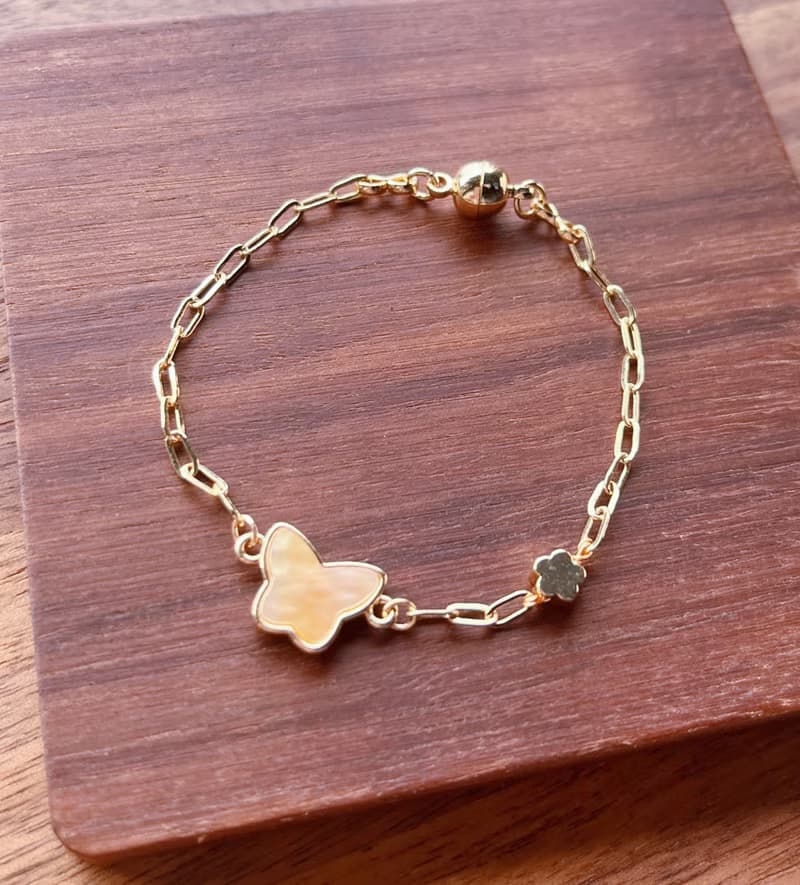 天然黃母貝蝴蝶手鍊