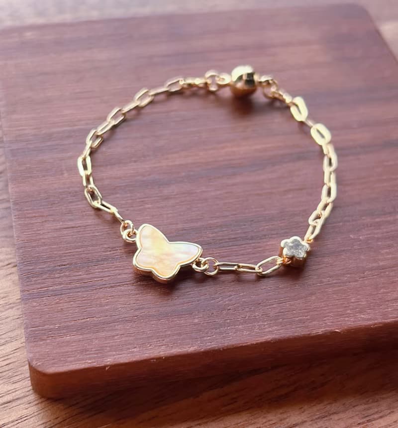 天然黃母貝蝴蝶手鍊