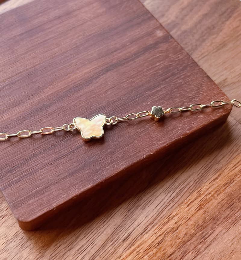 天然黃母貝蝴蝶手鍊