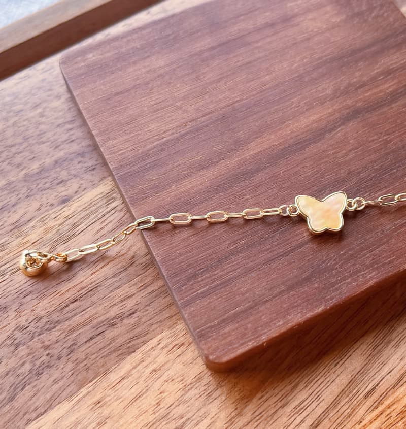 天然黃母貝蝴蝶手鍊