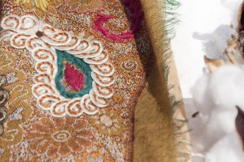 保暖毛毯 刺繡羊毛披肩/針織圍巾/刺繡圍巾/羊絨披巾/喀什米爾Cashmere 聖誕節禮物 交換禮物 母親節 父親節-花
