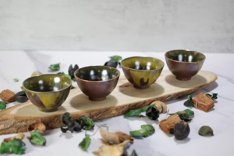 【送禮好物】50ml 柴燒 鐵釉 茶杯四入組 鶯歌名家葉敏祥作