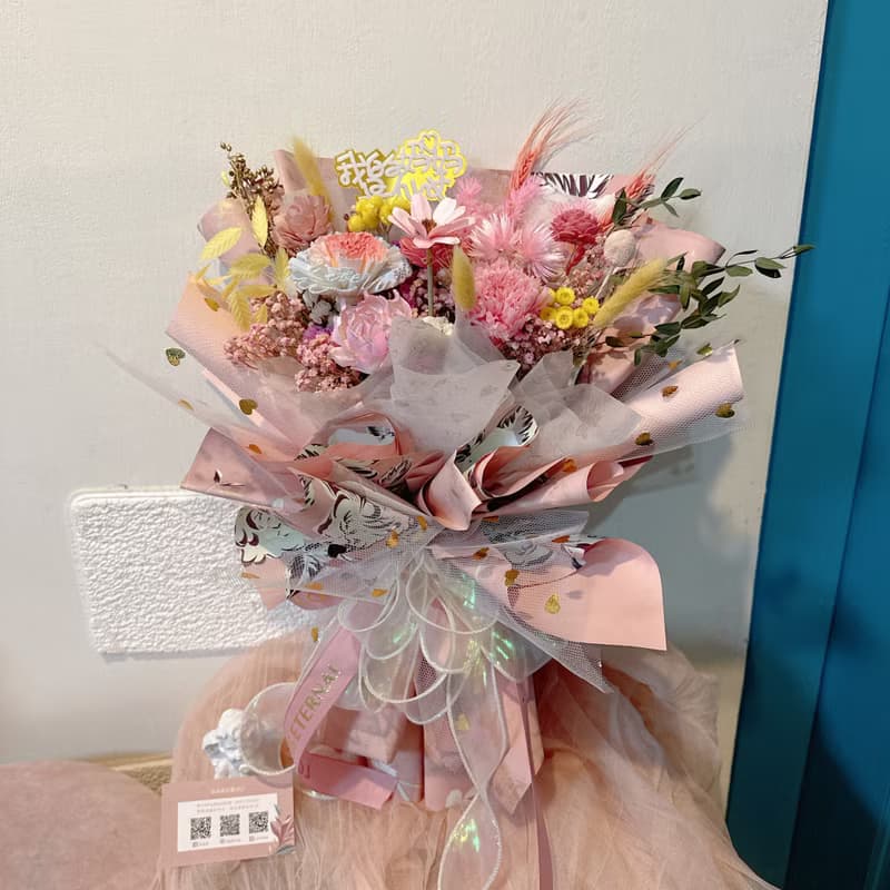 康乃馨花束-奢華有錢花特大款-含真鈔300元