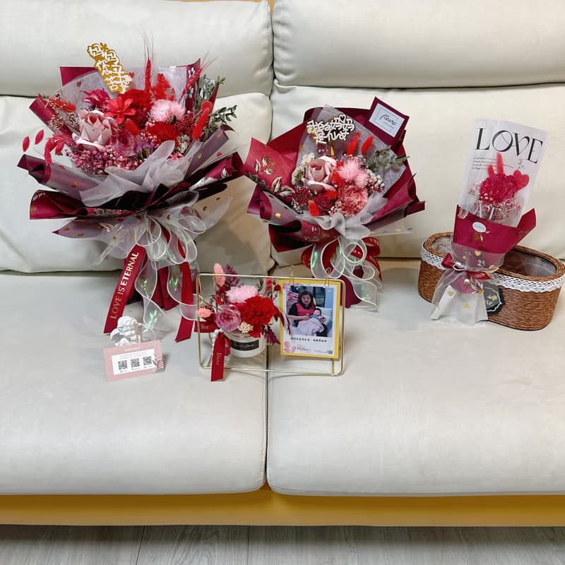 康乃馨花束-奢華有錢花特大款-含真鈔300元