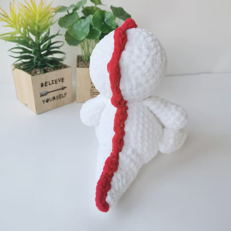 Crochet dinosaur, Dinosaur plush stuffed toy, White dinosaur baby shower gift